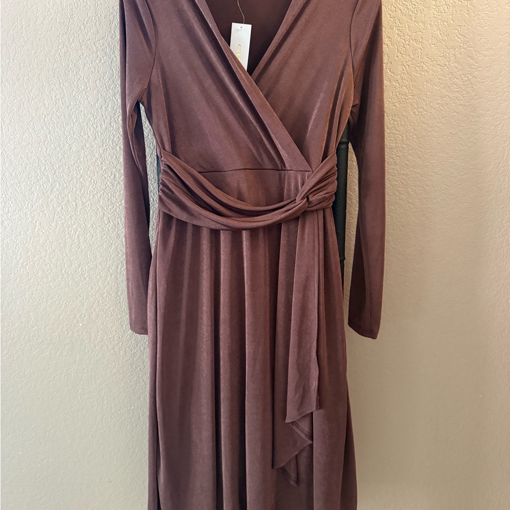 Gilli Cocoa Long Sleeve Wrap Dress
